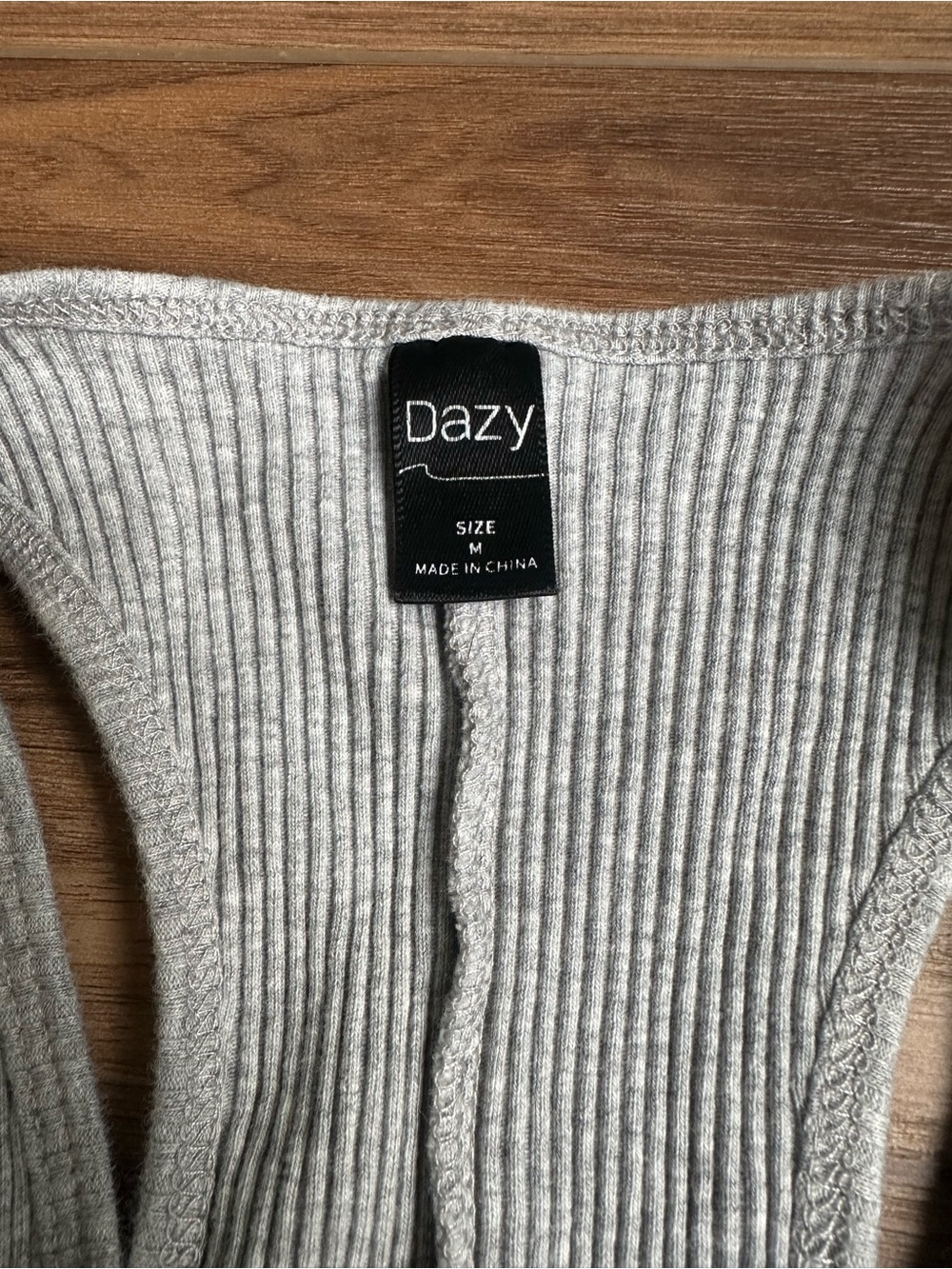 Dazy Ribbed Racerback Tank Top in Light Gray - Picture 4 of 5